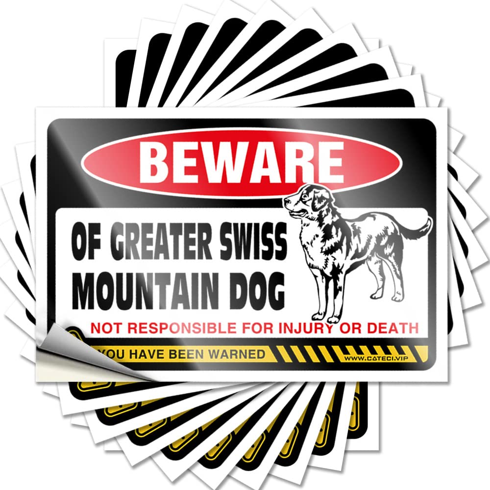 Stickers for Cars Beware of Greater Swiss Mountain Dog Funny Sticker 10 Pcs Biker Helmet Stickers Toolbox Stickers and Decals(6X9CM)