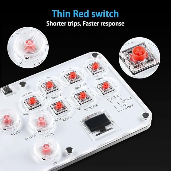Leverless For Hitbox Style Controller with Rim Design, Hot Swappable Joystick, All Button Fightstick for PC For PS4 Switch, Customisable Fighting Pad for Battle