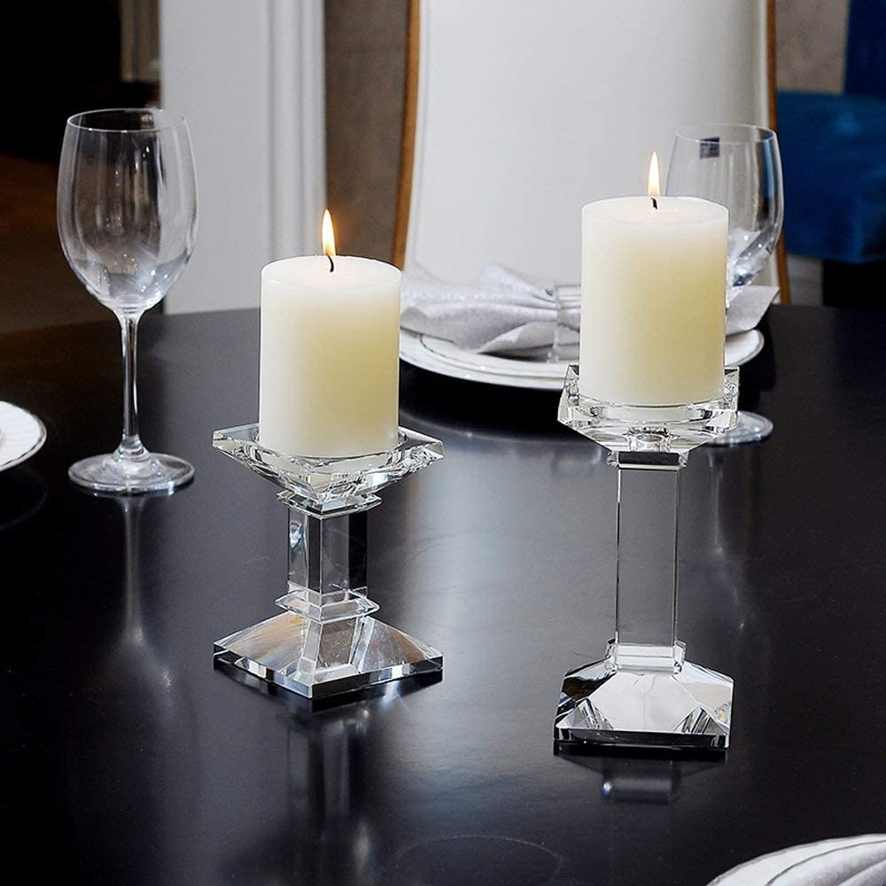 Amazon.com: Simple Crystal Glass Set of 2 Glass Candles