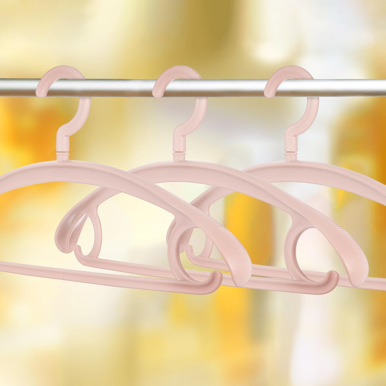 SOLUSTRE 10 Pezzi Grucce Antiscivolo Rosa in Plastica Robuste e Impilabili, Supporto Stabile per Appendere Abiti, per Armadi e Organizzazione Domestica, Set