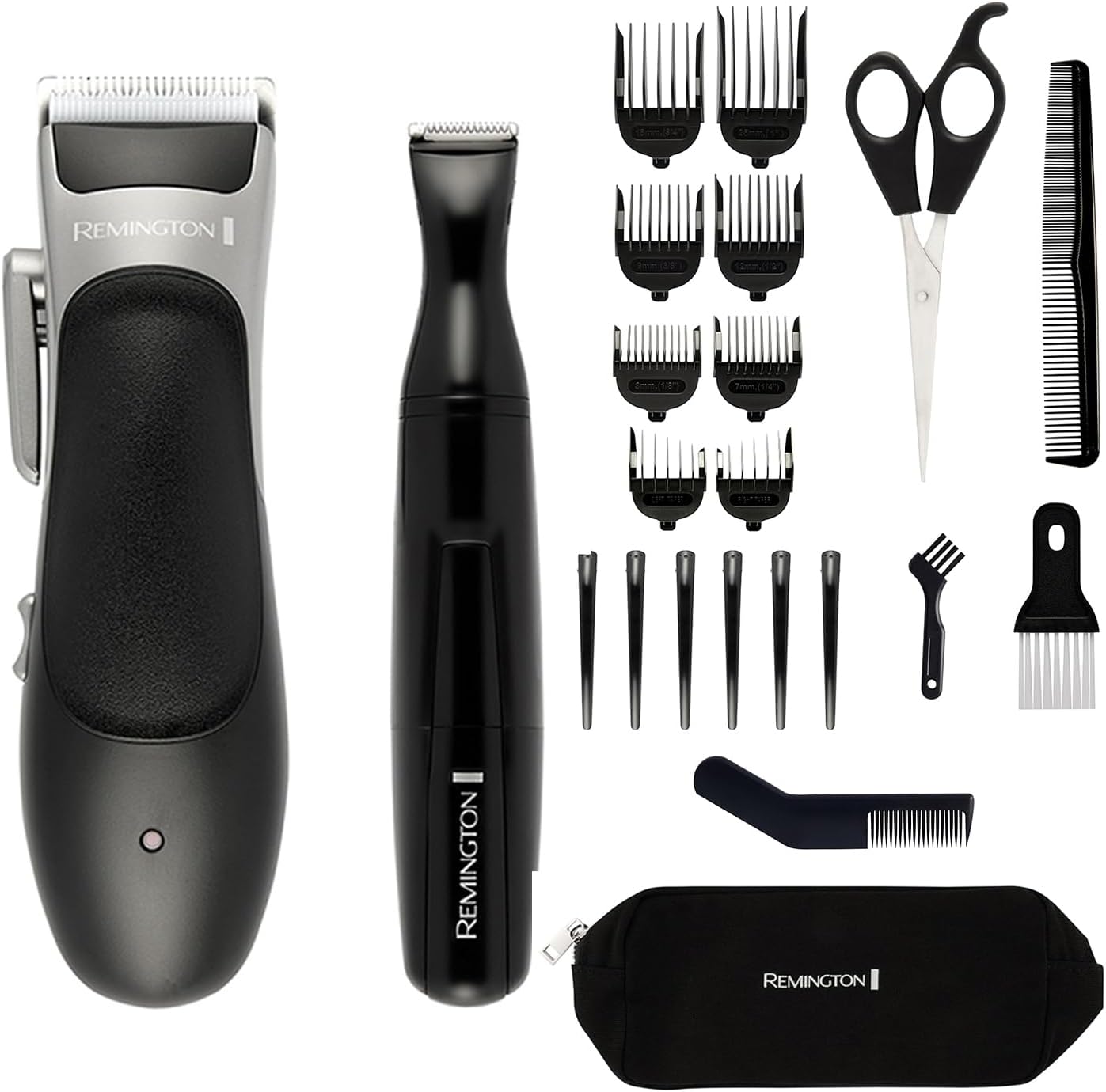 Remington Stylist Tondeuse met zelfslijpende keramische messen (25-delige kit incl. tondeuse en detailtrimmer, 8 kamlengtes (3mm-25mm), 40 minuten gebruik, draadloos, opbergzak) HC367