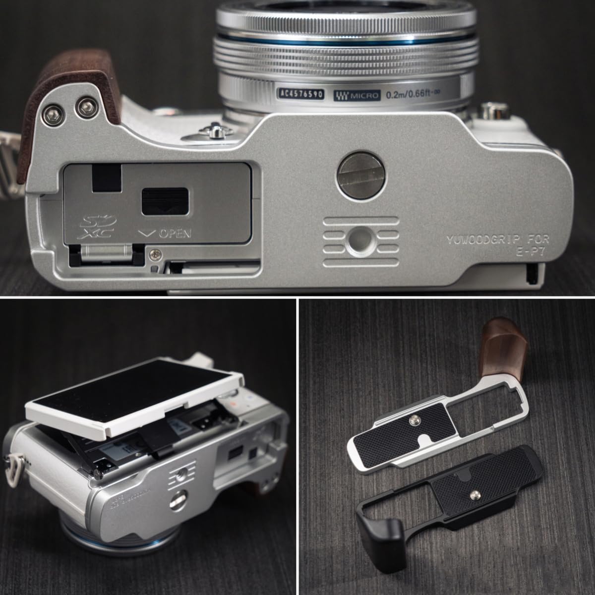 Amazon | Olympus PEN E-P7 EP7 専用 カメラウッドグリップ 高級檀木材