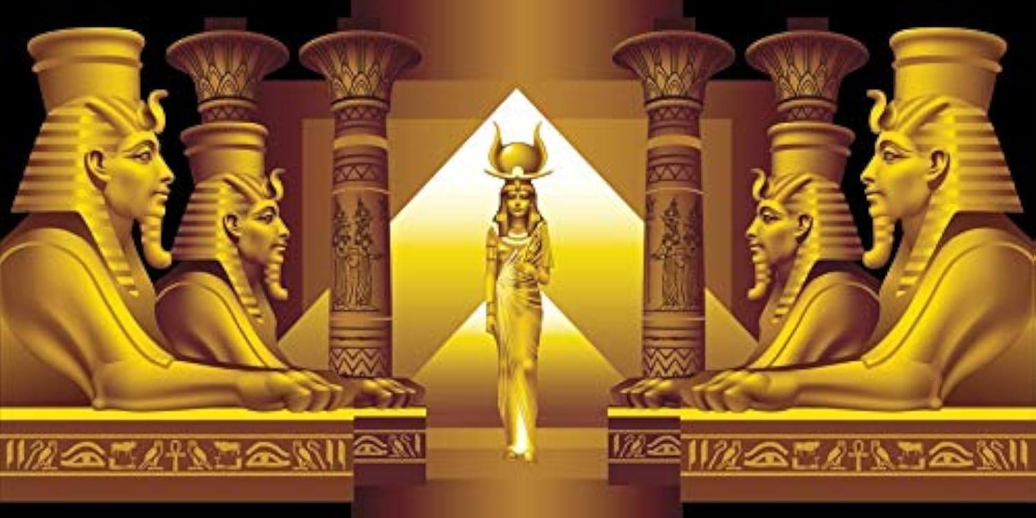 Yeele 20x10ft Golden Egypt Temple Backdrop for Photography Palace Hall Stairway Egyptian Pyramid Pharaoh Sphinx Egypt Queen Cleopatra Background for