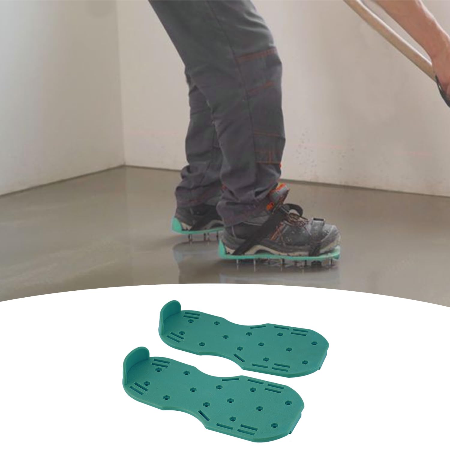 Set di attrezzi per il rivestimento del pavimento, composto di compensazione con rullo di sfiato da 50 + 10 cm, spatola da 56 cm (spina obliqua da 3 mm), scarpe per unghie e manico telescopico 40