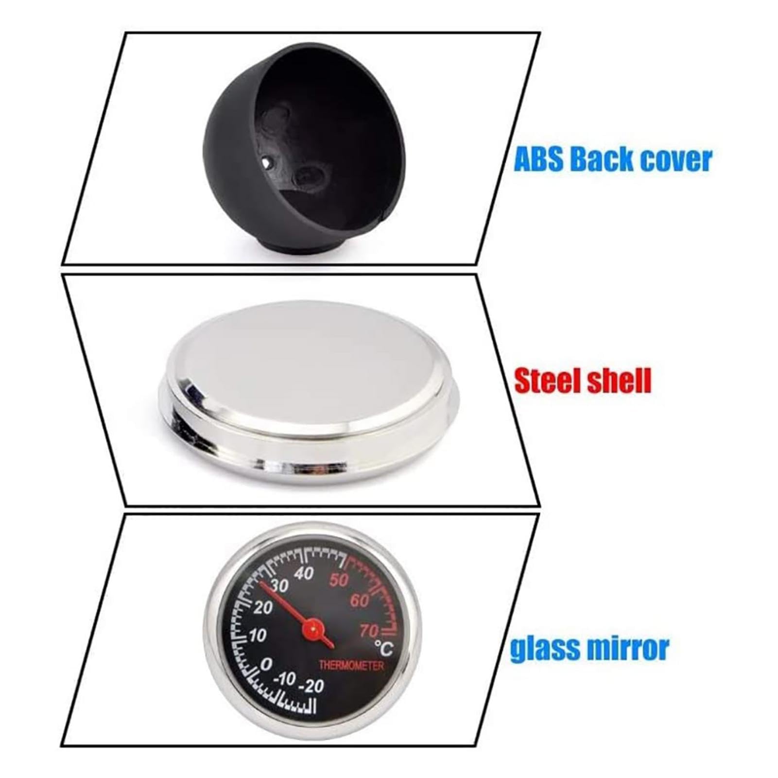 Auto Uhr Für Armaturenbrett - Mit Thermometer & Klebefläche