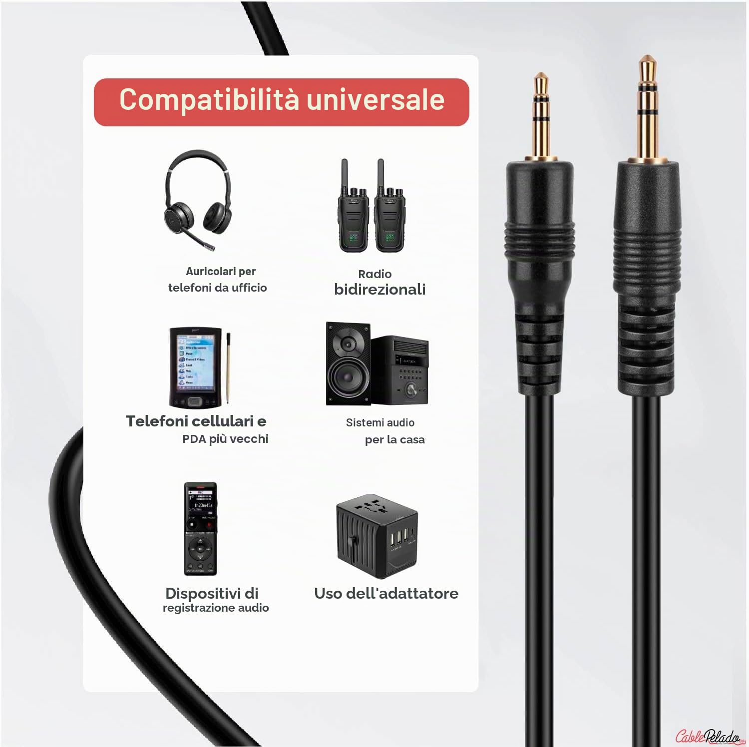 Câble BF – 2 Connecteurs Jack Mâle 2,5 Mono, Longueur 20 Cm