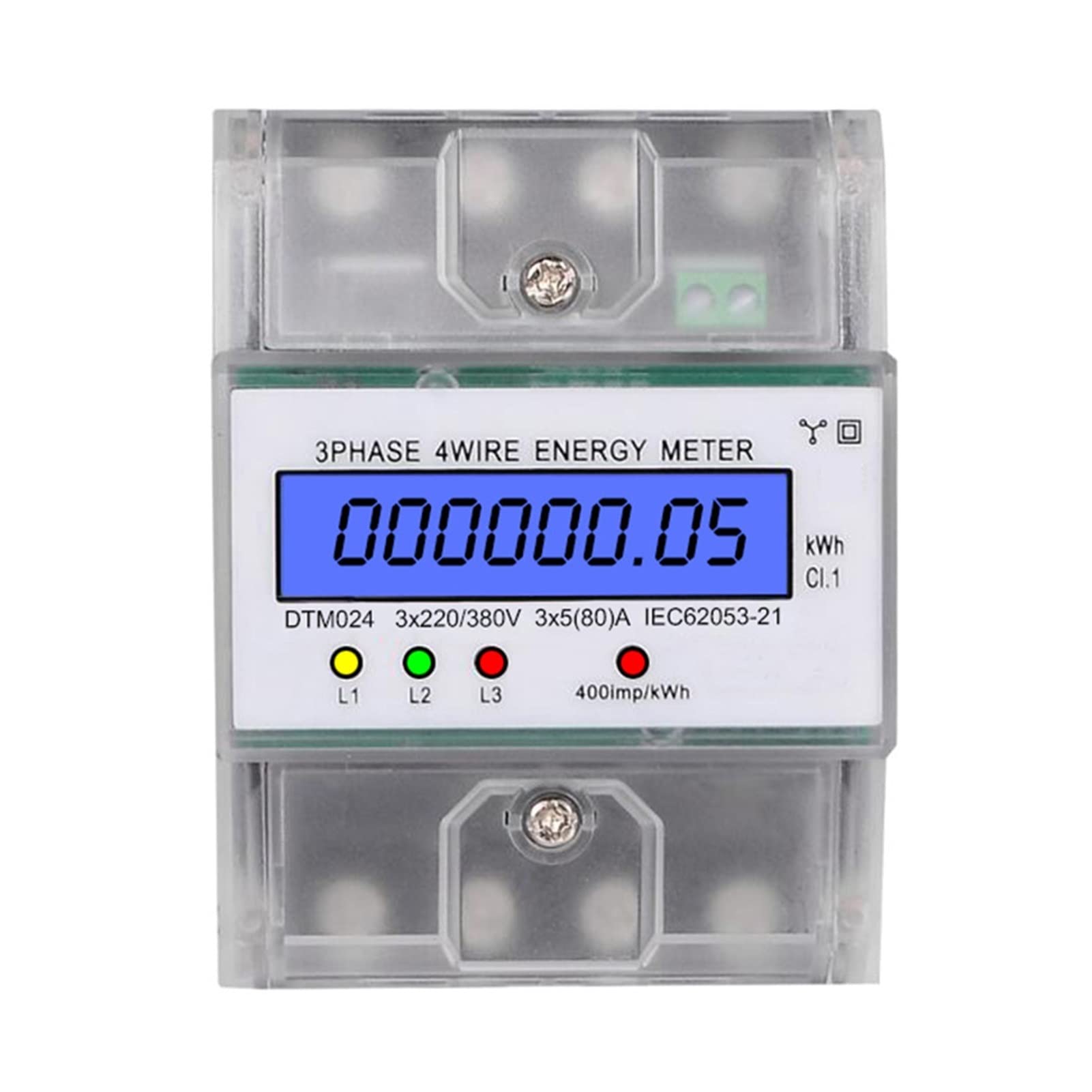 Monitor energii 3-fazowy 4-przewodowy miernik energii 5-80A Zużycie energii Miernik kWh Instalacja szyny DIN Cyfrowy miernik energii elektrycznej (kolor: przezroczysty wewnętrzny6out10, rozmiar: Typ)