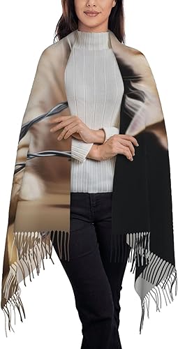 Miniatura 6 de Bufandas para mujer, bufanda cálida de invierno, con borla, manta de gran tamaño, bufandas de color negro, melocotón, rosa, chal