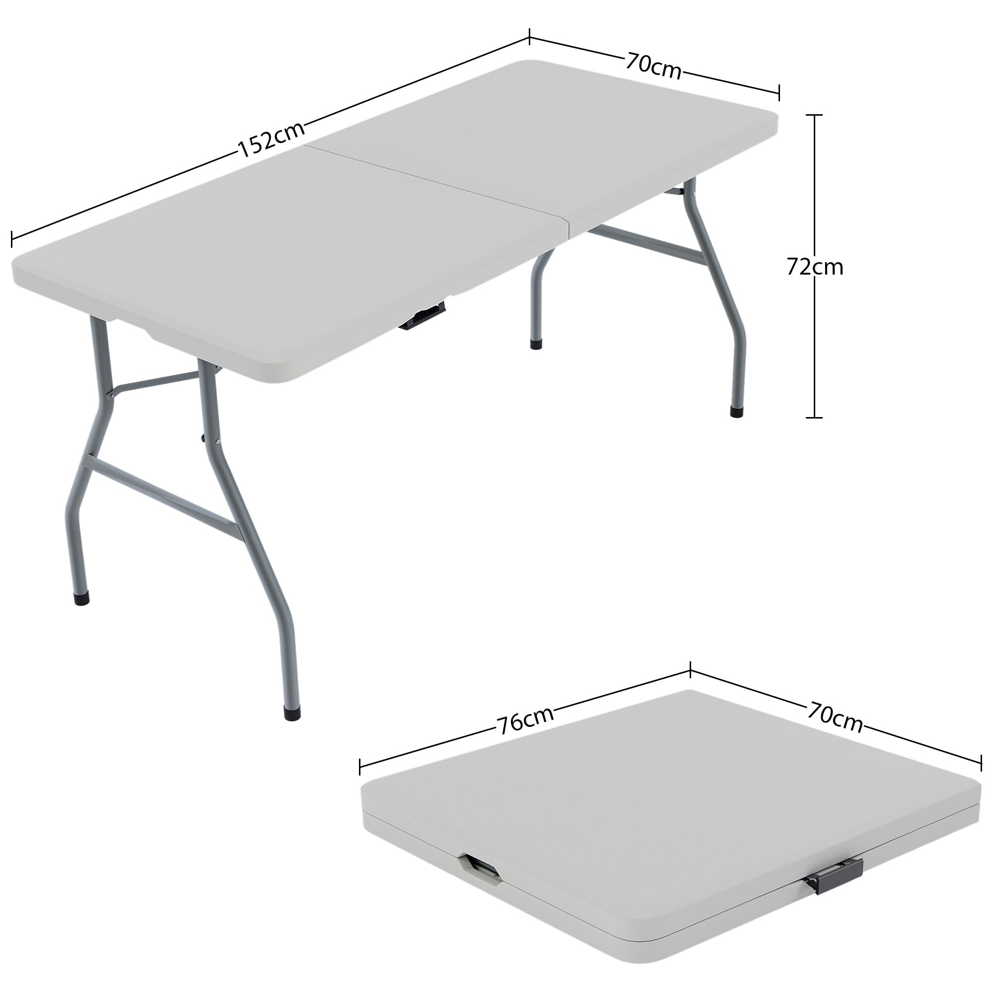 Home Vida Mesa Plegable de Picnic de Caballete Resistente, Color Plata, 5 pies