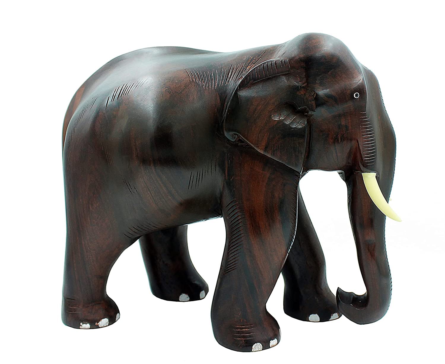 Trend Store Wooden Handmade Elephant Showpiece Statue | Wooden Elephant Figurine | Elephant Idol Showpiece - (10 Inch)