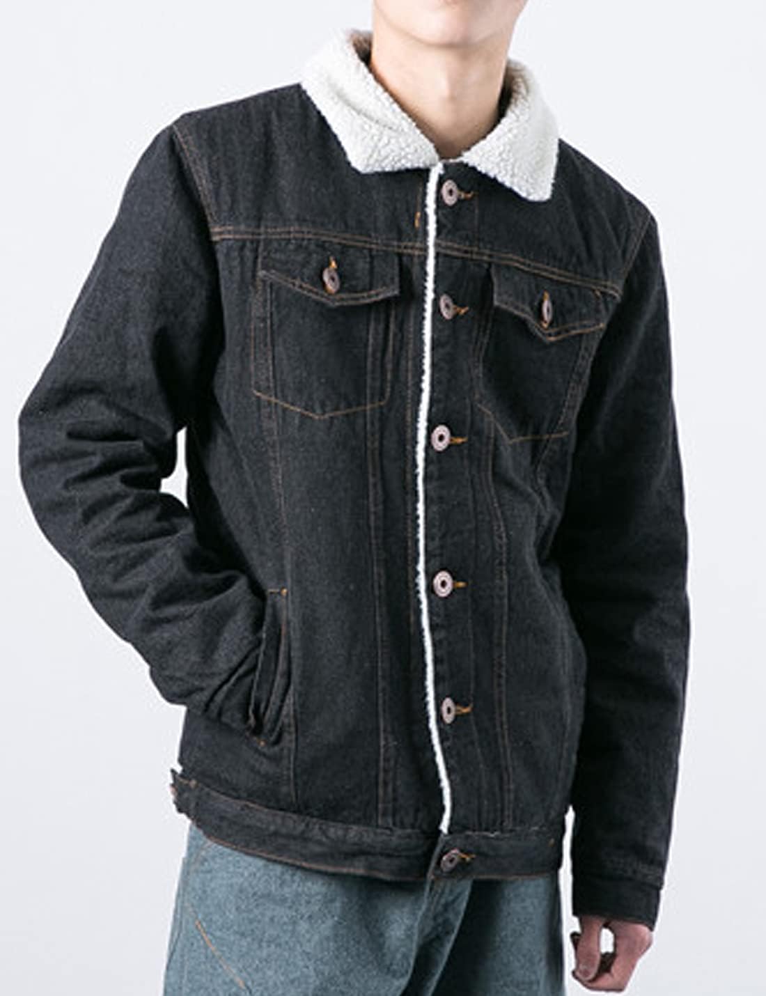 Snoly Men's Warm Sherpa Lined Denim Jean Jacket Outerwear
