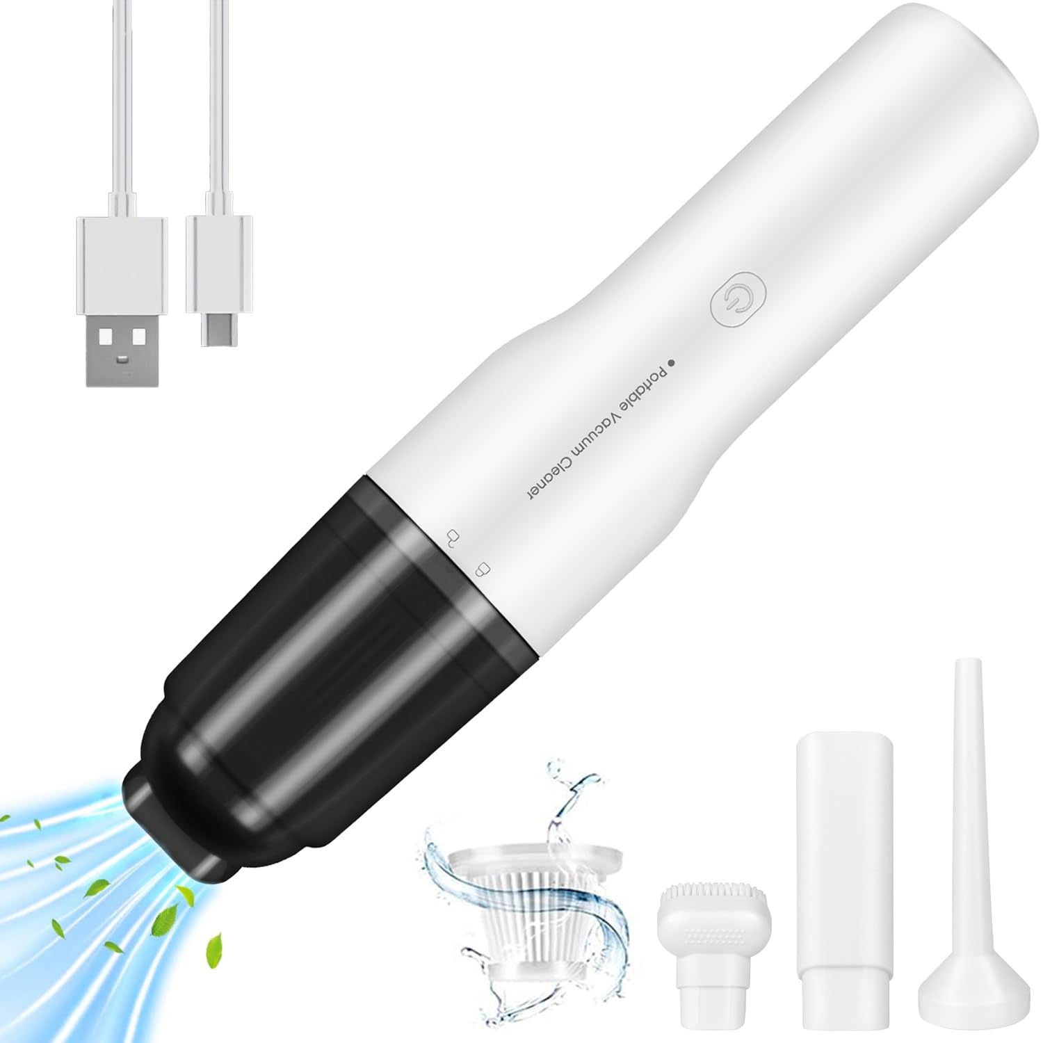 YUNYILANHandheld Vacuum Cordless, Mini Car Computer Vacuum Cleaner High Power, Hand Held Vacuum USB Rechargeable, Keyboard Wireless Handheld Vacuum for Car Home Office (White)