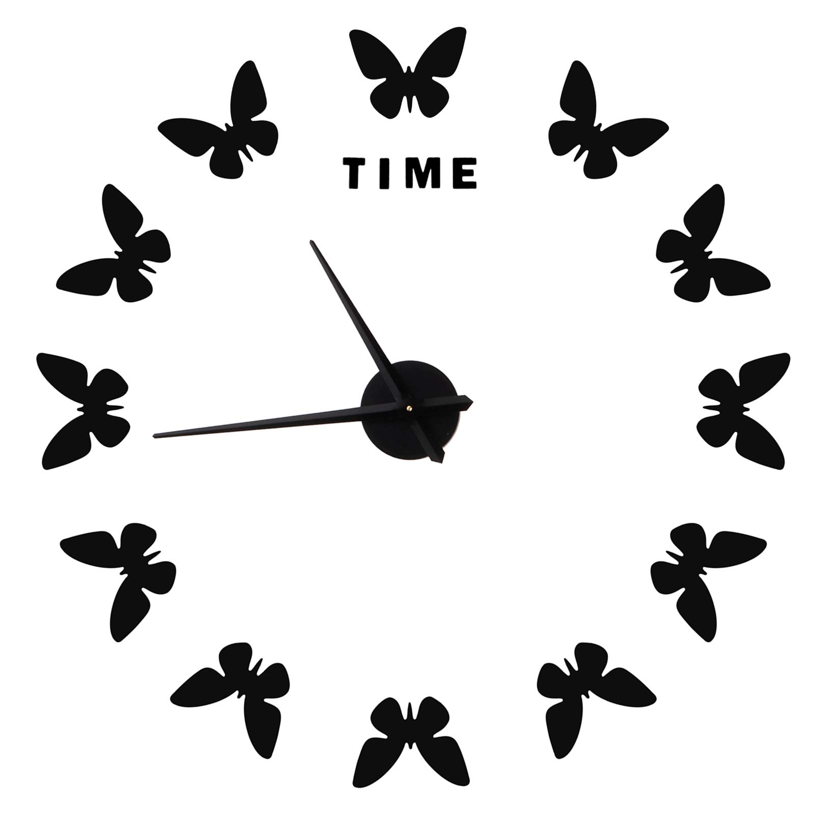 Cikonielf Wall Sticker, Large Wall Sticker Clock Butterfly Shape Innovation DIY Modern Art Living Room Decoration Modern Desig LargeSize Wall Decoration Surface Wall Sticker Home Decor(Black)