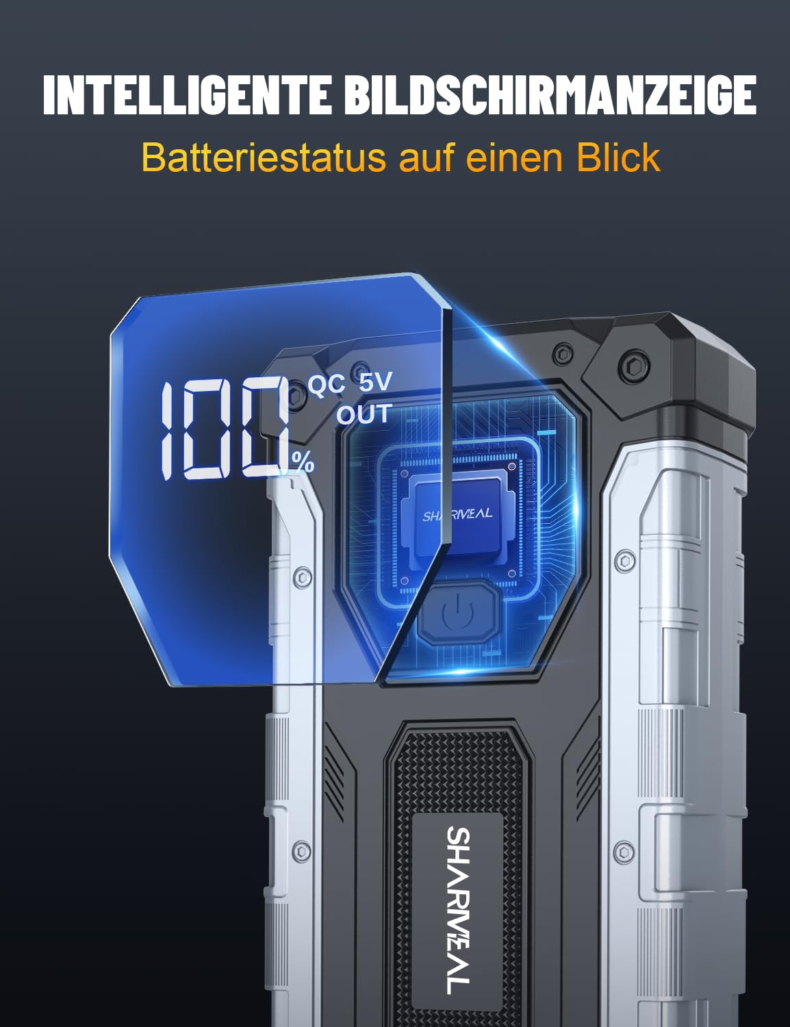10000A Arrancador de Coche, Arrancador de Baterías de Coche, 12V Arrancador de Portátil con para All Gasolina o 10L Diesel, Clips de Seguridad Inteligentes, Portable Jump Starter con Linterna LED