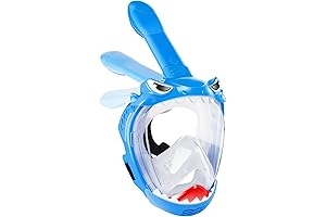 Kids All in One Snorkel Mask, 180° Panoramic View Snorkeling Set