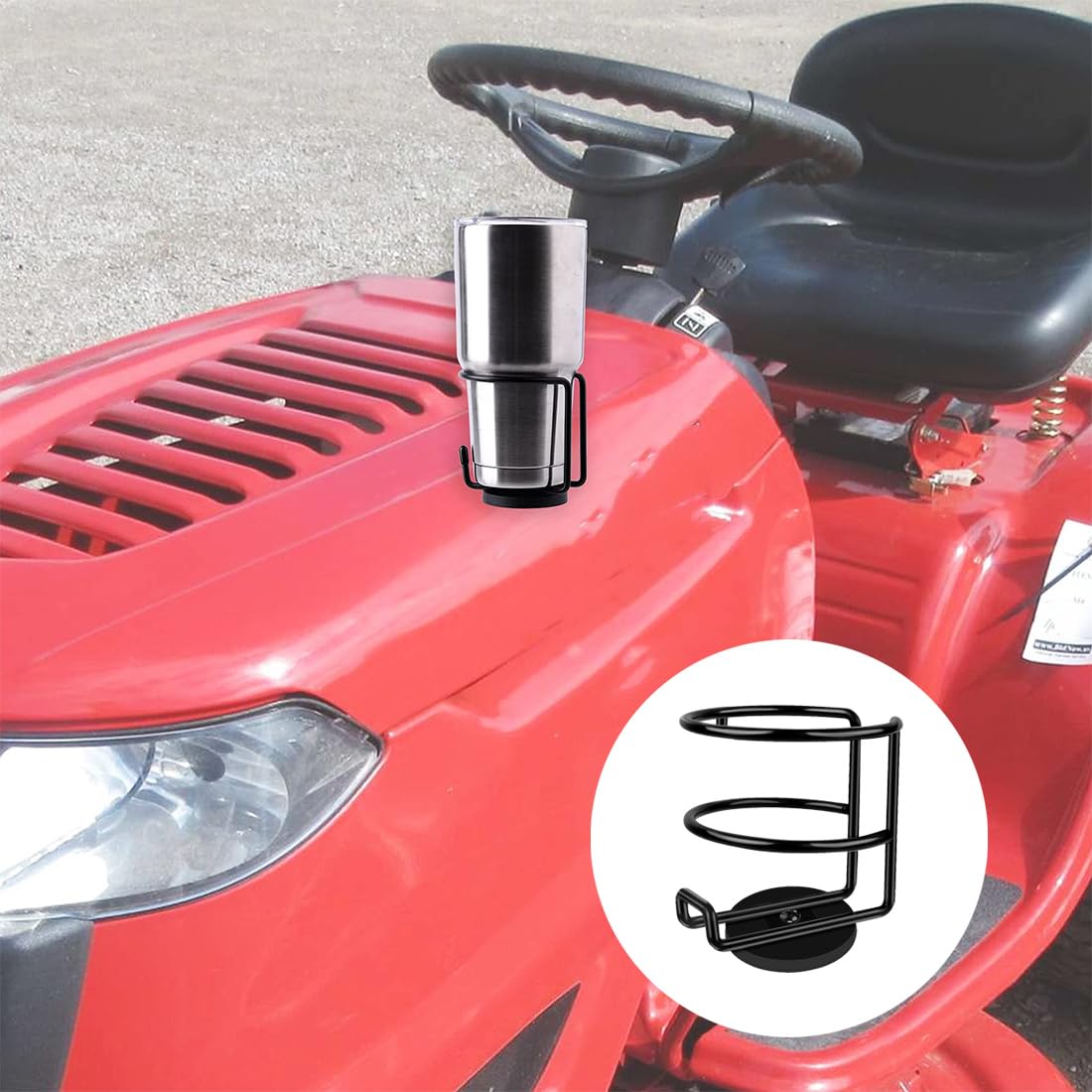 Portavasos magnético de acero inoxidable SUS 304, soporte magnético para bebidas para refrigerador, coche, autobús escolar, tractor, cortacésped, negro, 1 paquete 6