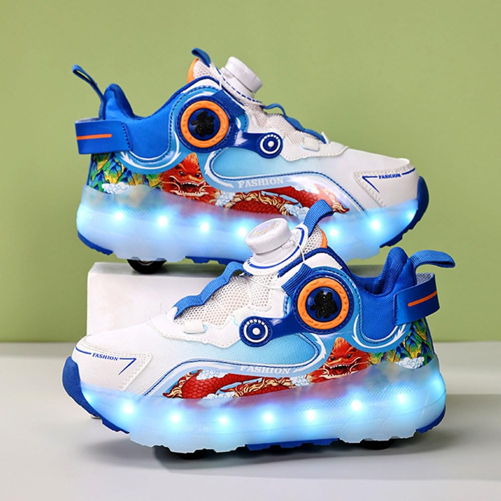 ENEN Chaussure Roller Fille, Mode Basket Roller pour Enfan, LED Lumières Chaussure a Roulette Garcon Fille Garçons Roues Basket a Roulette Adolescents pour Extérieur, 30-40 EU