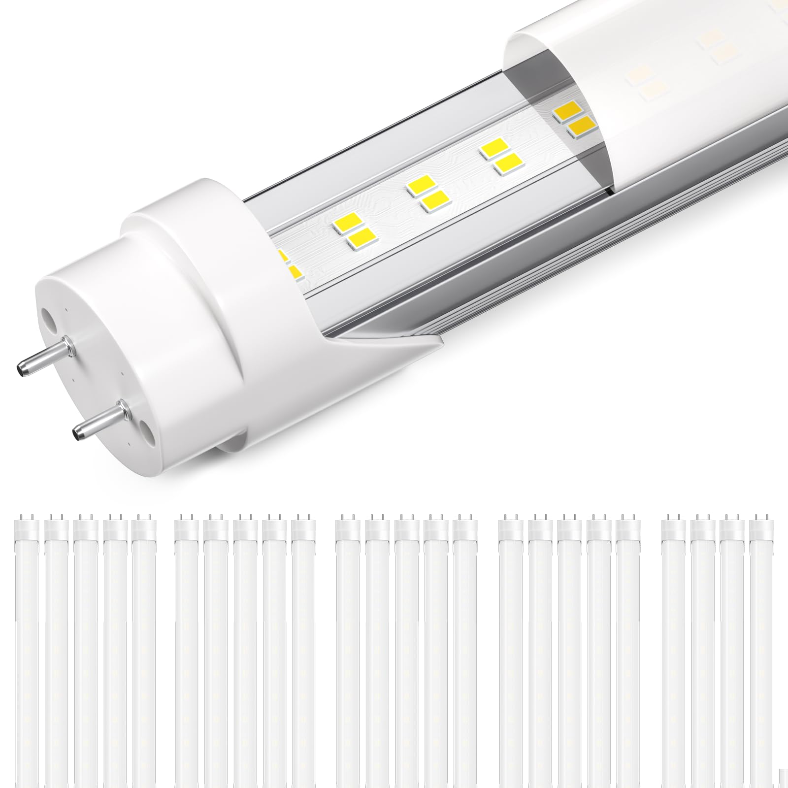 ONLYLUX 24-Pack T8 LED Bulbs 4 Foot, 28W 4200LM, 5000K Daylight Super Bright, Ballast Bypass G13 Base Type B Dual-End Powered, f32t8 f40t12 led