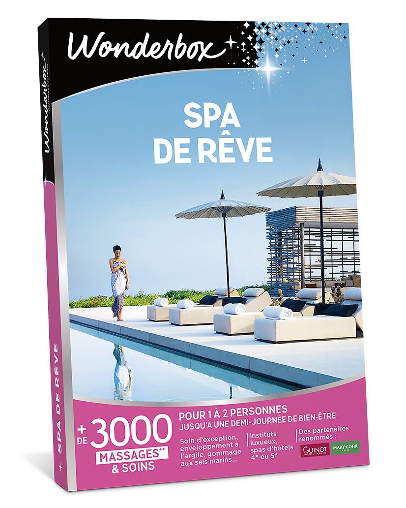 Wonderbox - Spa De Rêve - Coffret Cadeau - Idée Cadeau Relaxation | 1 activité détente au choix - Plus de 3000 expériences - Soin d'exception, sauna privatif, gommage aux sels marins