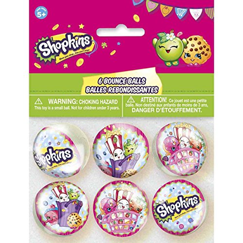 Unique Shopkins Bounce Balls - Assorted Designs, 6 Pcs