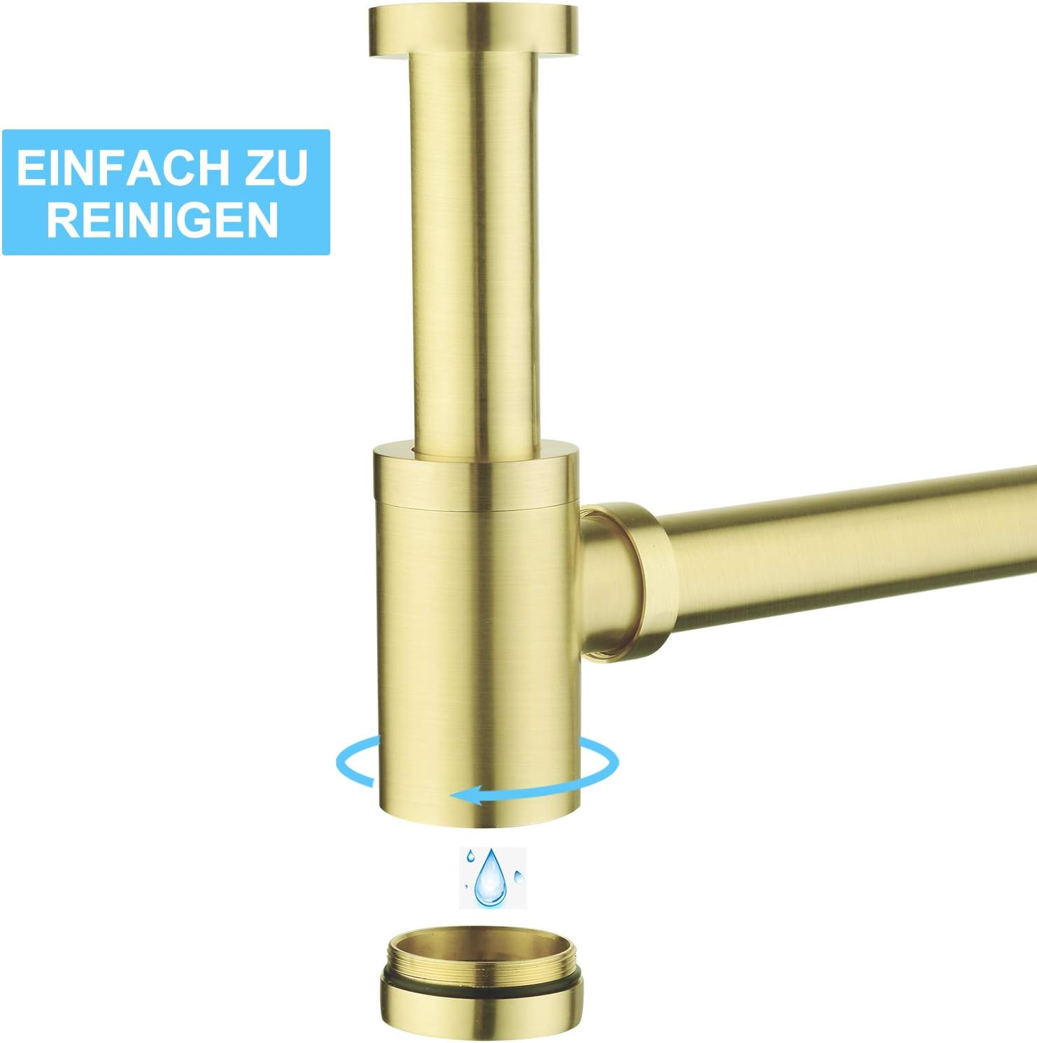 Brass Design Siphon, Keymark Universal Design Siphon for Basin and Washbasin Bathroom Drain Set, Perfect Fit, Bottle Trap - Image 5