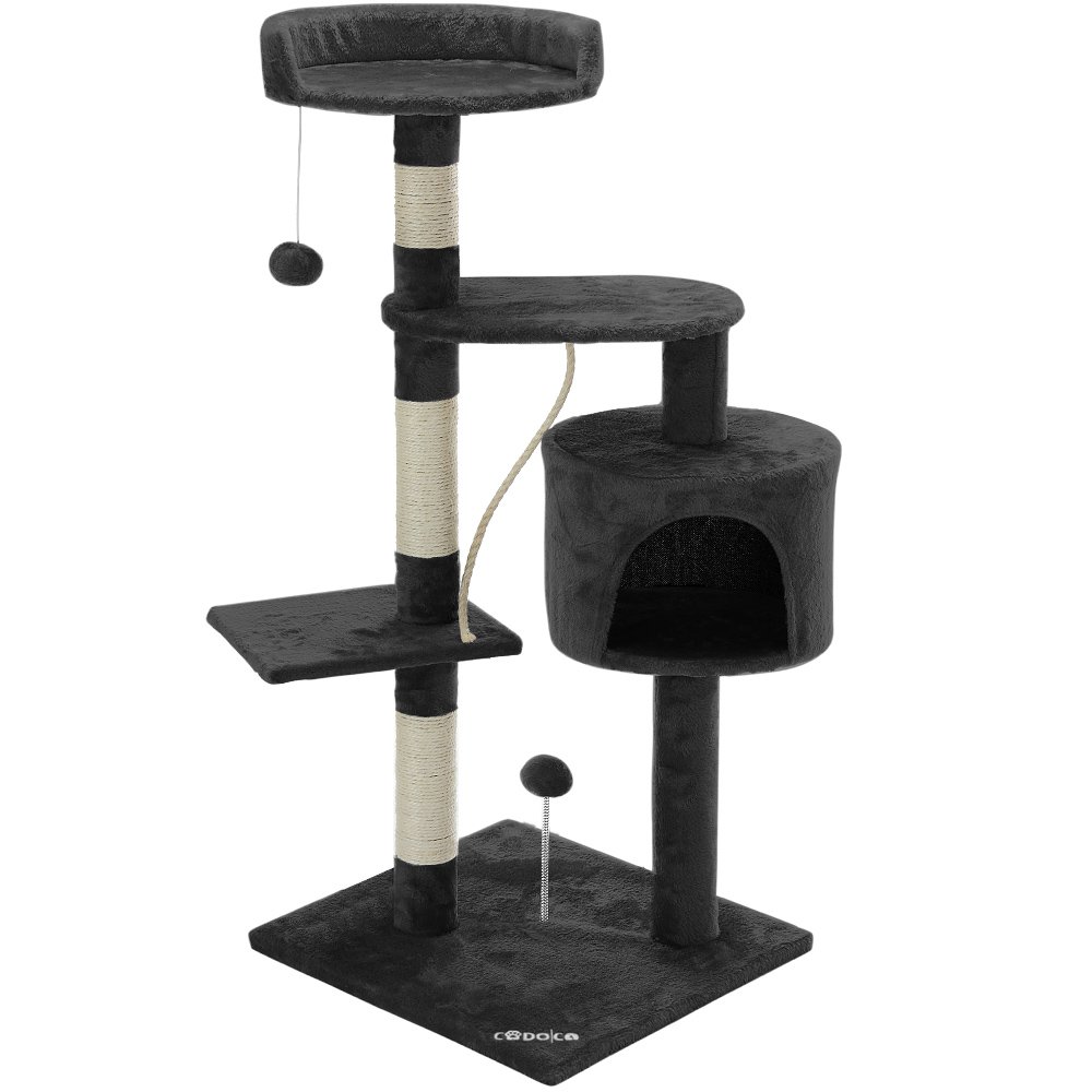 Cadoca Albero Tiragraffi 112 Cm 3 Piattaforme 1 Cuccia Per Gatti 2 Palline 1 Corda Da Gioco Affila Unghie Gatto-image