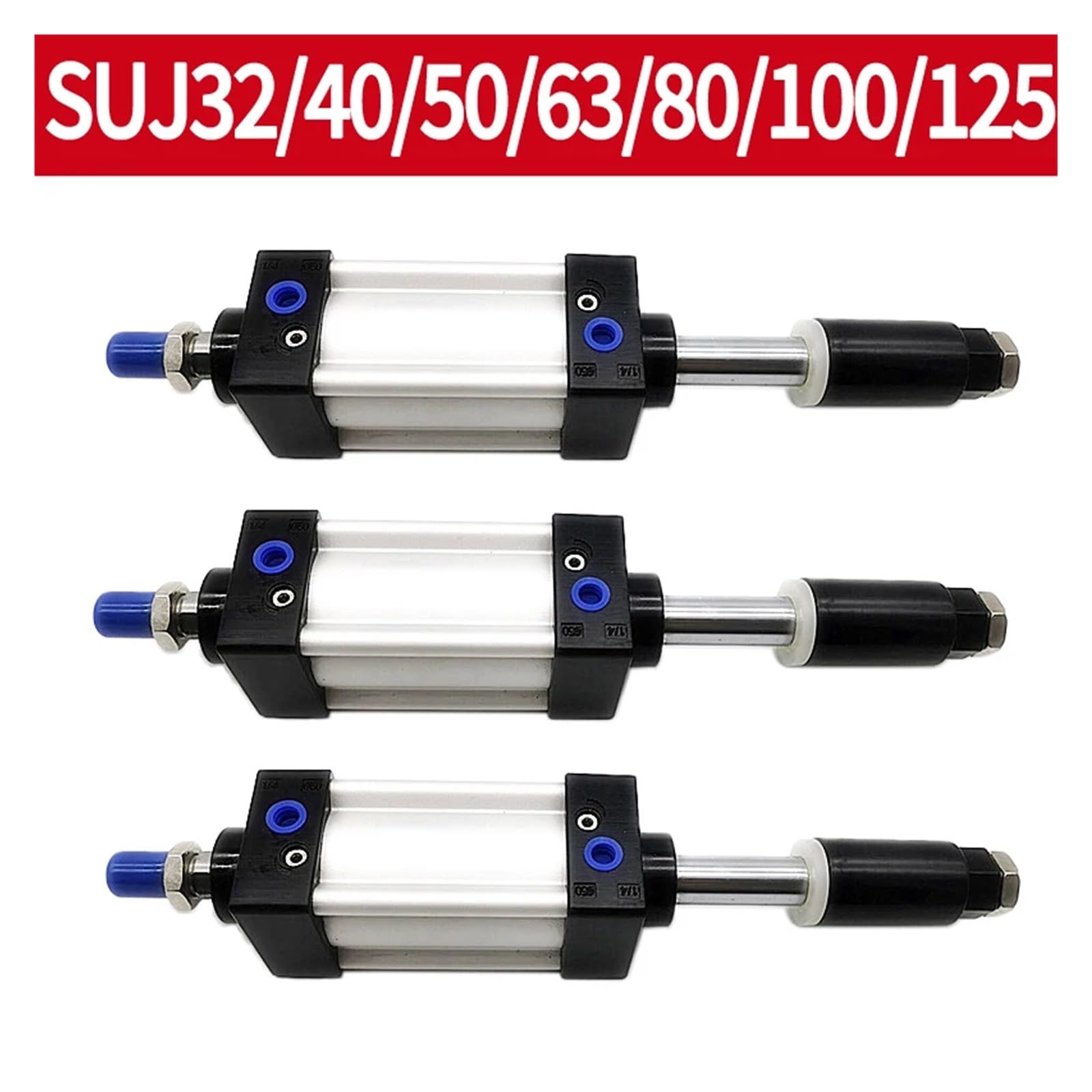 Pneumatischer Zylinder SUJ32/40/50/63/80/100 mm Bohrung, doppeltwirkend, 0–300 mm Hub, Einstellbarer Luftzylinder(Stroke 125-50,SUJ32 (Bore 32mm))