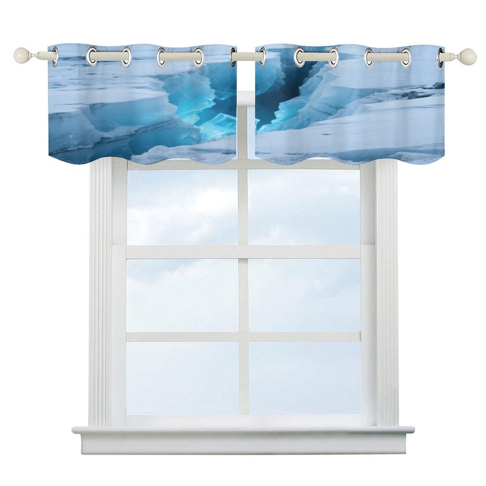 Fekiloot Style Glaciers Cracks Ice Caves Short Curtains Valance Curtain