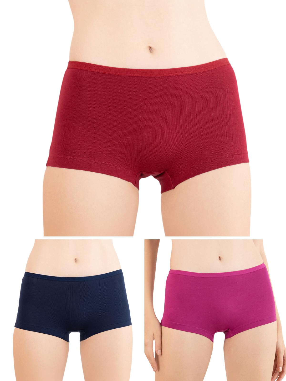 for Her Women's Boy Shorts Panty | High Coverage 100% Cotton Panty Set for Women |Mid Waist Boyleg Panty |Panties for Women Full Coverage