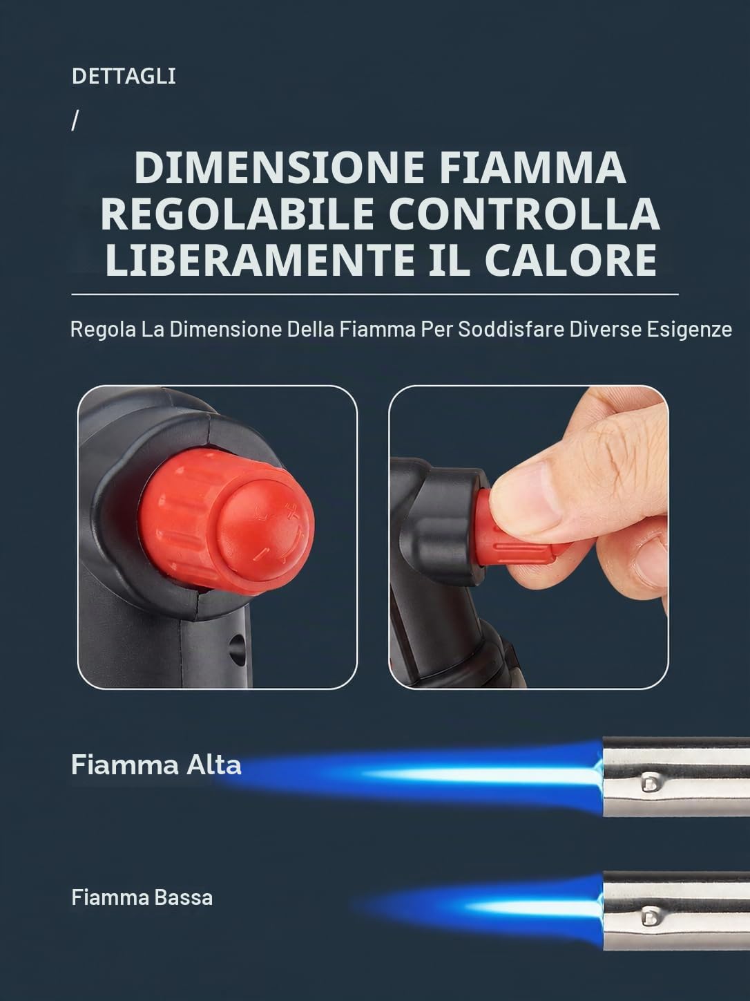 Bruciatore a Gas, Cannello per Saldatura Portatile, Fiamma Ossidrica da Cucina, Pistola Gas Professionale, Modalità di Accensione Elettronica, 1300 ℃