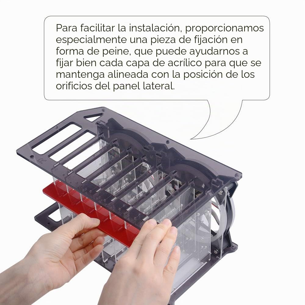 GeeekPi Caso de Cluster Raspberry Pi 8 Capas Apilable con Ventilador 120mm RGB LED 5V para 4B/3B+/3B/2B/B+ y Jetson Nano