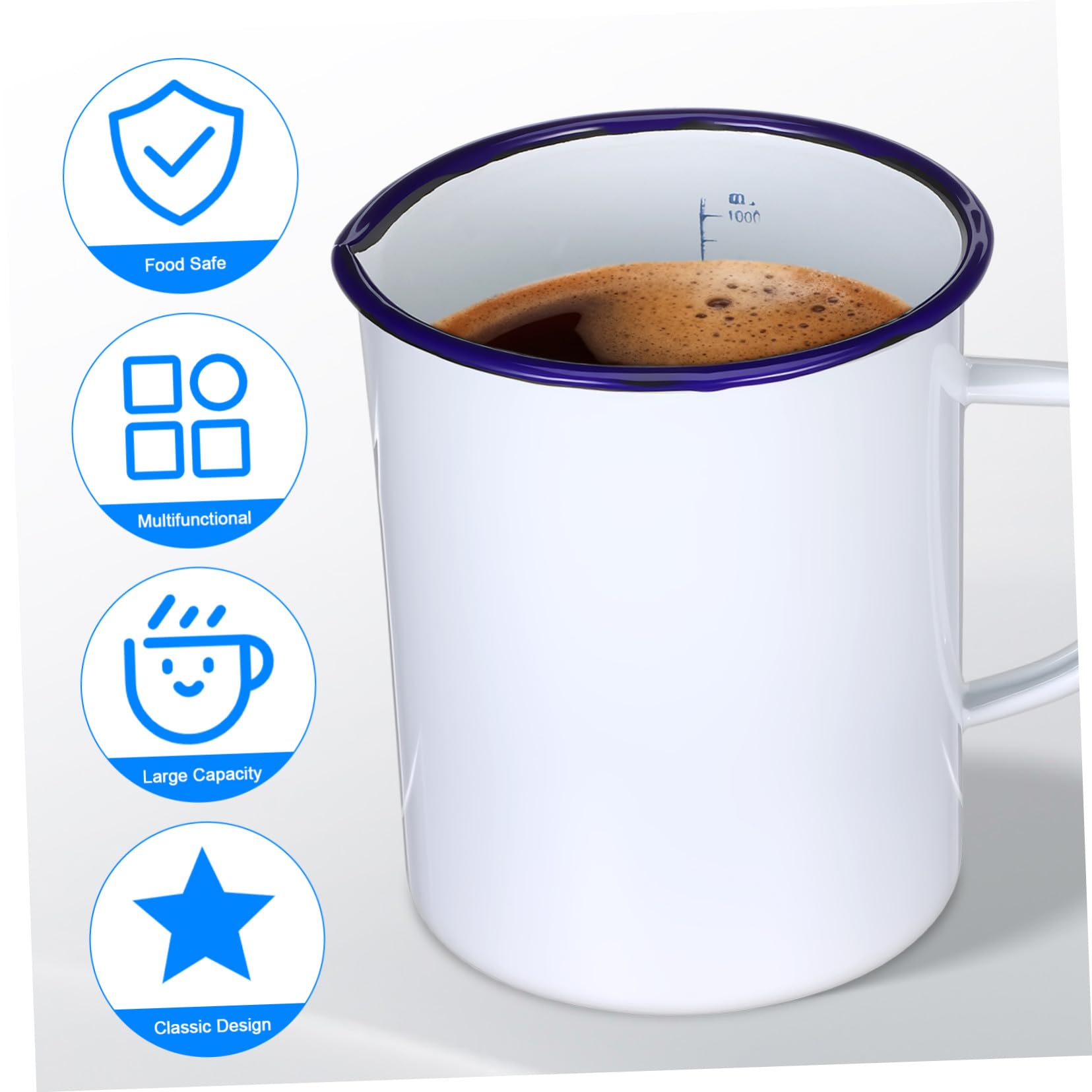 VILLCASE Tazza Smaltata per Casa Resistente e Spessa Mug Vintage per Acqua Calda Caffè e Tè con Base Antiscivolo per Inverno e Campeggio