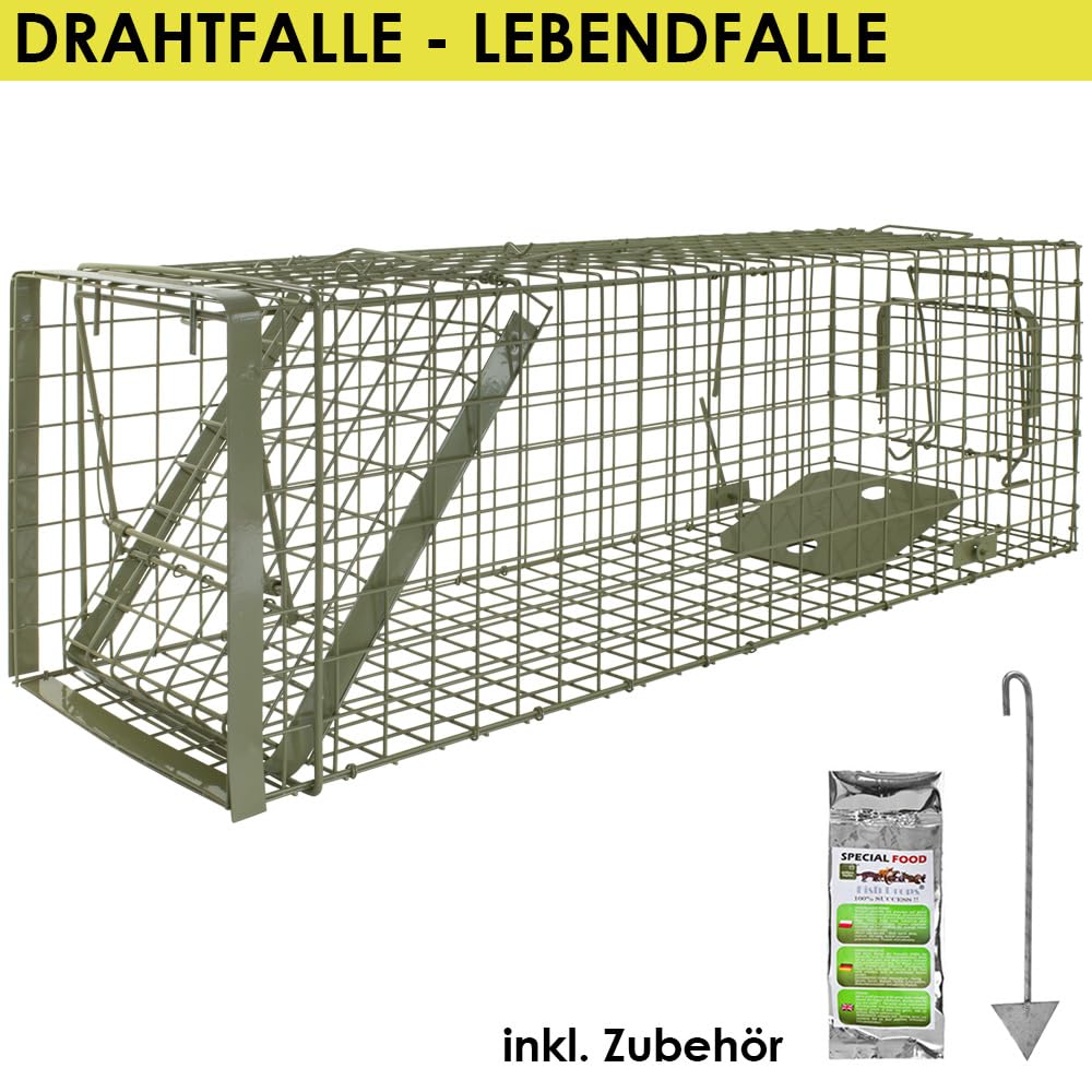 Petigi Lebendfalle Grün Drahtfalle Marder Lebend Wiesel Garten Kaninchen Abwehr Umsiedeln Falle Haus Zubehör Ratte Vertreiben Dachboden Rattenfalle 102 x 34 x 34 cm