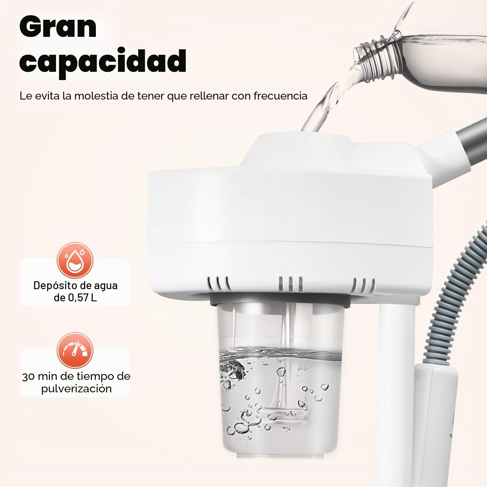 750 W Vapozone Vapor Facial 2 en 1 Vapor Cara con Luz LED Estética Profesional Ajustable en Altura Boquilla Giratoria 360 ° Adecuado para Salón de Belleza y Casa