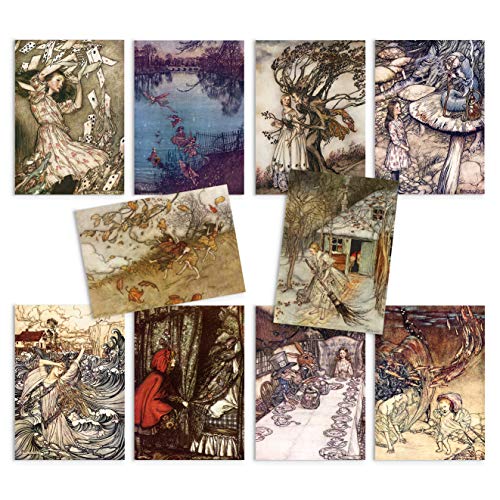 Strand Clothing Juego de 10 tarjetas postales de arte vintage – Paquete de tarjetas postales de sirena