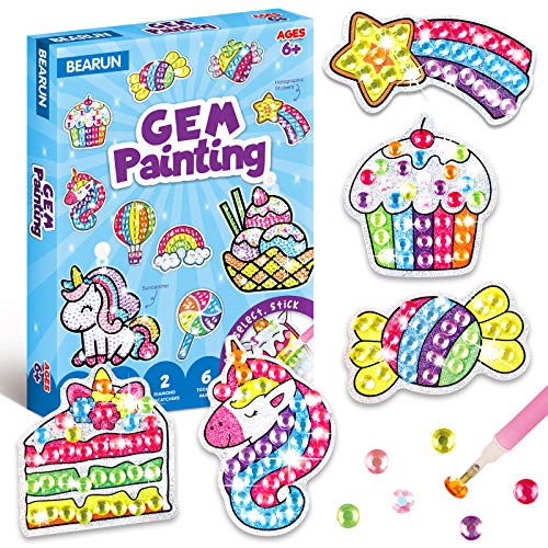 Big Gem Diamond Painting Kit for Kids Make Your Own 16 Magical Stickers 2 Suncatchers Arts and Crafts for Girls and Kids Diamond Art for Kids Creativity DIY Paint Arts Supplies