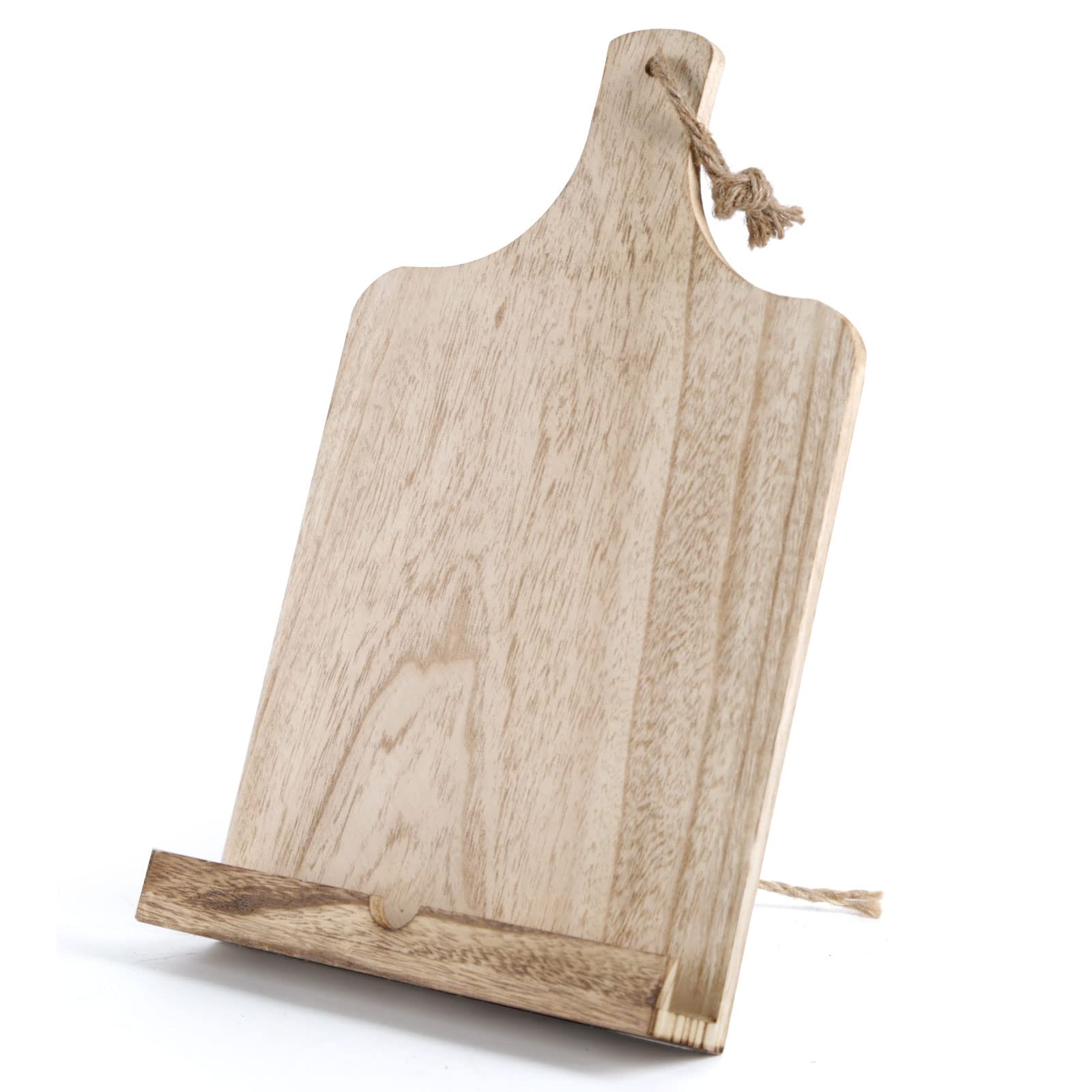 CuffUp Cookbook Stand Cookbook Holder , Rustic Recipe Book Holder Vintage Wood Cookbook Stand for Kitchen Counter Ipad Tablet Stand Portable and Foldable(Light Brown)