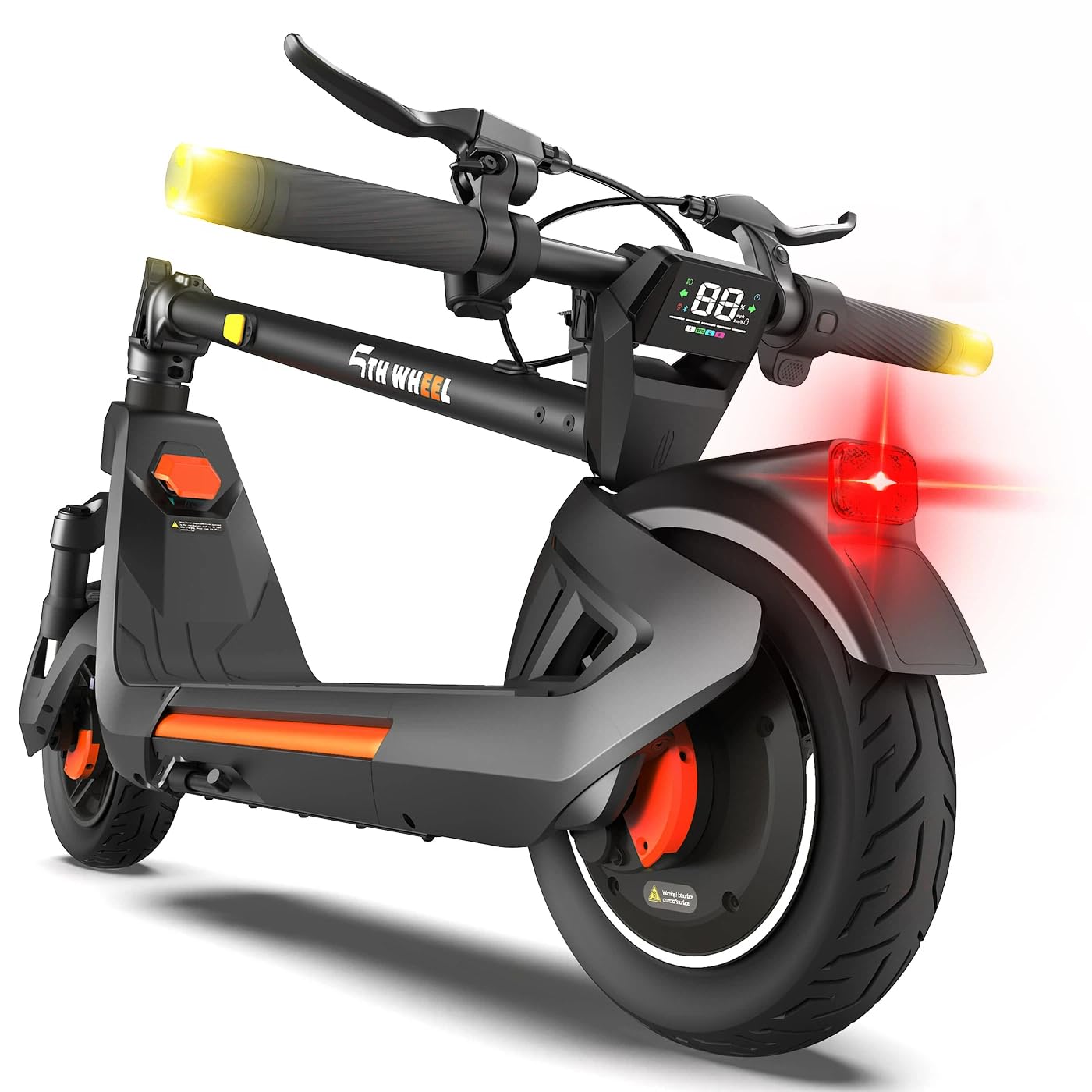 5TH WHEEL ES15 Trotinette électrique Adulte, Moteur jusqu'à 1200W/25km/h, 65KM Autonomie, Pneus Tubeless 11", Trotinette électrique Pliable avec Suspension Avant, App, Triple Freinage, Charge 150kg