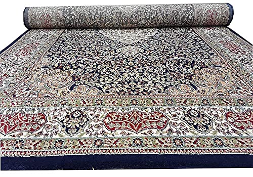 Image of New Kashmiri Design Silk Carpets for Living Room Bedroom Drawing Room Guest Room Hall 3 Feet x 5 Feet Blue Colour