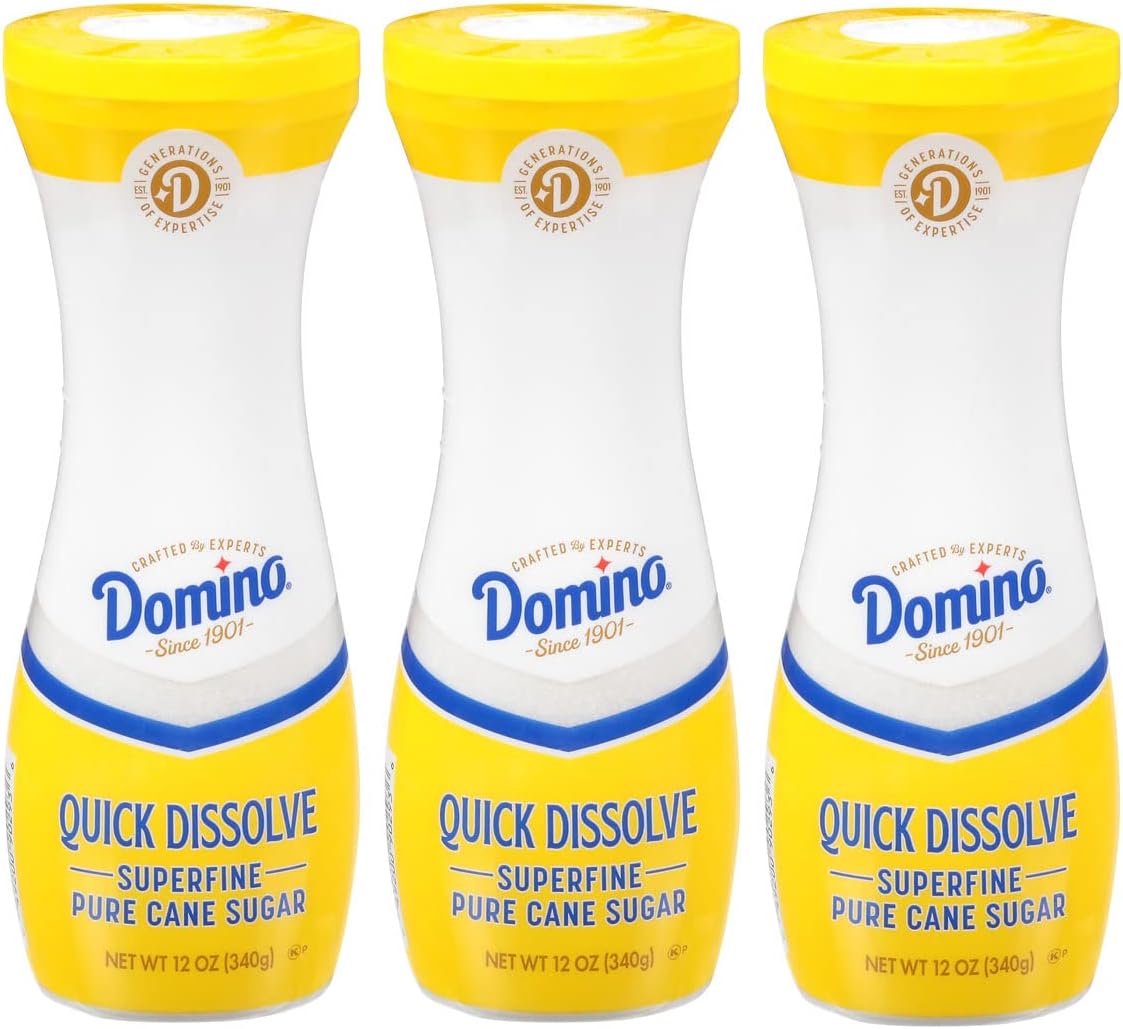 Domino Quick Dissolve Pure Cane Superfine Sugar, 12 OZ Flip Top Canister (Pack of 3)