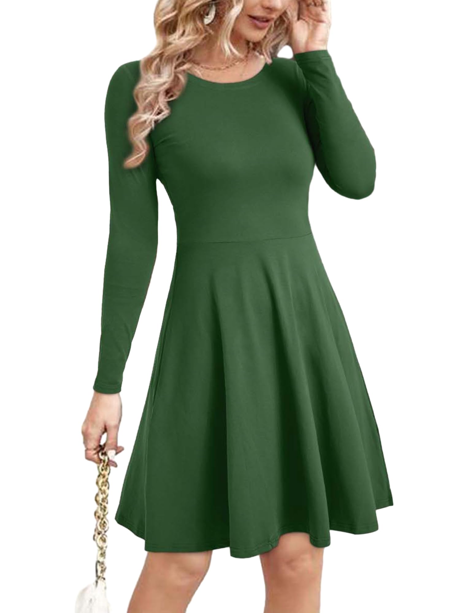 VETIOR Long Sleeve Dress for Women Casual Autumn Swing Midi Dresses for Women Dress