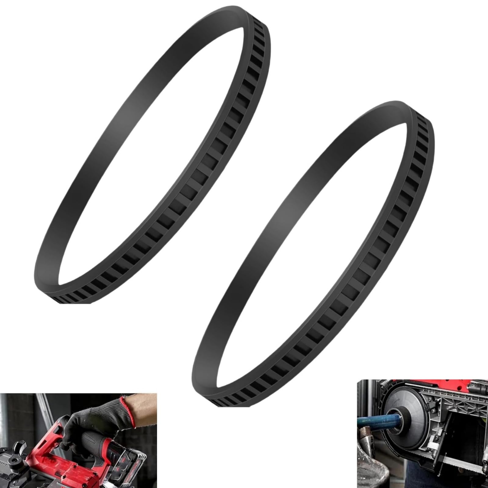 Lot de 2 scies à ruban en caoutchouc pour le travail du bois de 15,24 cm, scie à ruban compatible (15,2 cm, noir)