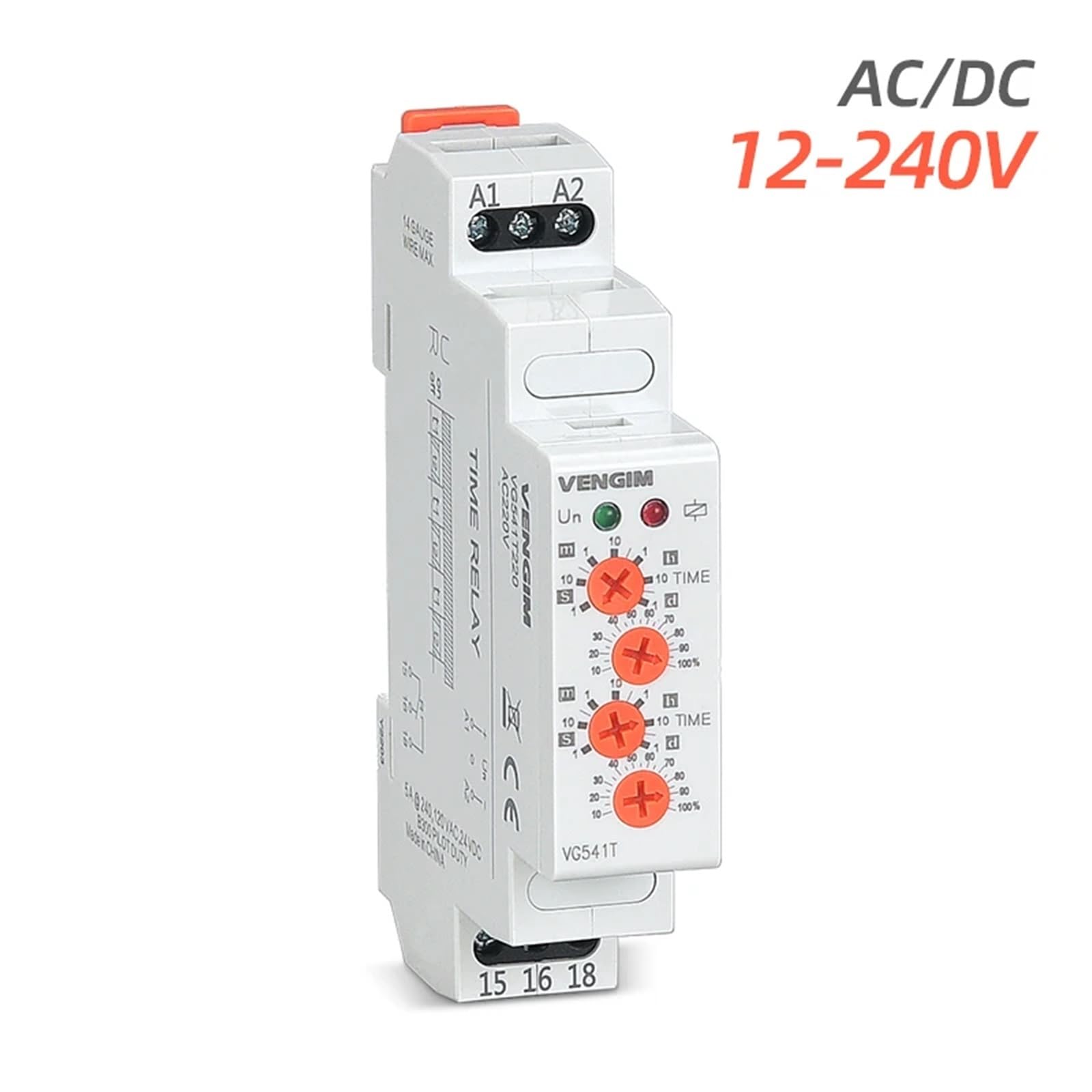 Relé de tiempo cíclico 220 V 24 V 12 V CA/CC Relé intermitente asimétrico entre encendido y apagado Temporizador de reciclaje Tiempo de repetición ajustable(AC 220V)