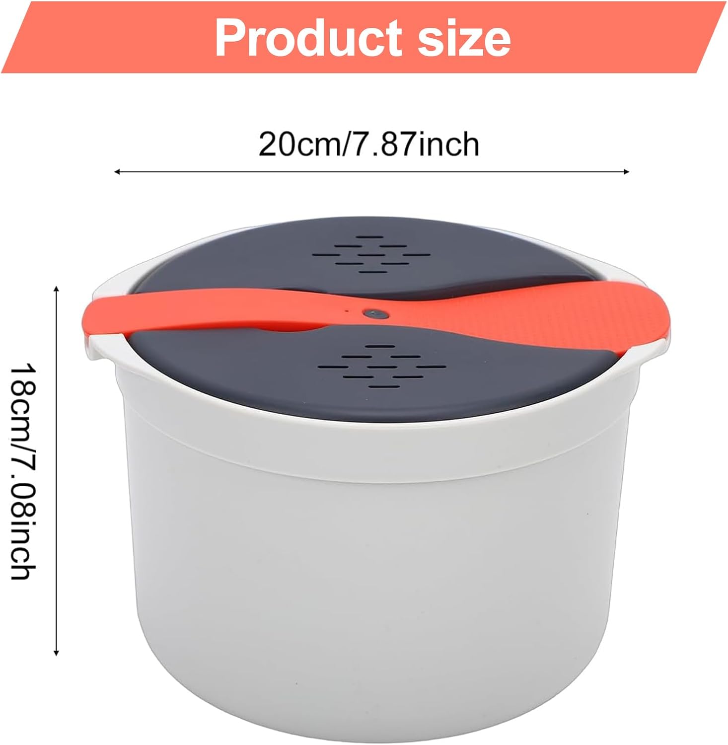 Microwave Rice Cooker Steamer,2L Microwave Rice Steamer Pasta Cooker with Strainer,Microwave Cookware Set,Non-stick Food Grade for Rice, Pasta, Vegetables, Quinoa, Oatmeal, Ramen Non stick (orange)