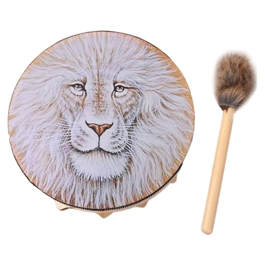 LIOONS Tambour chaman Tambour éthéré Fait à la Main Tambour Rond avec Baguettes de Tambour Tambour à Main pour garçons et Filles Tambour Adulte