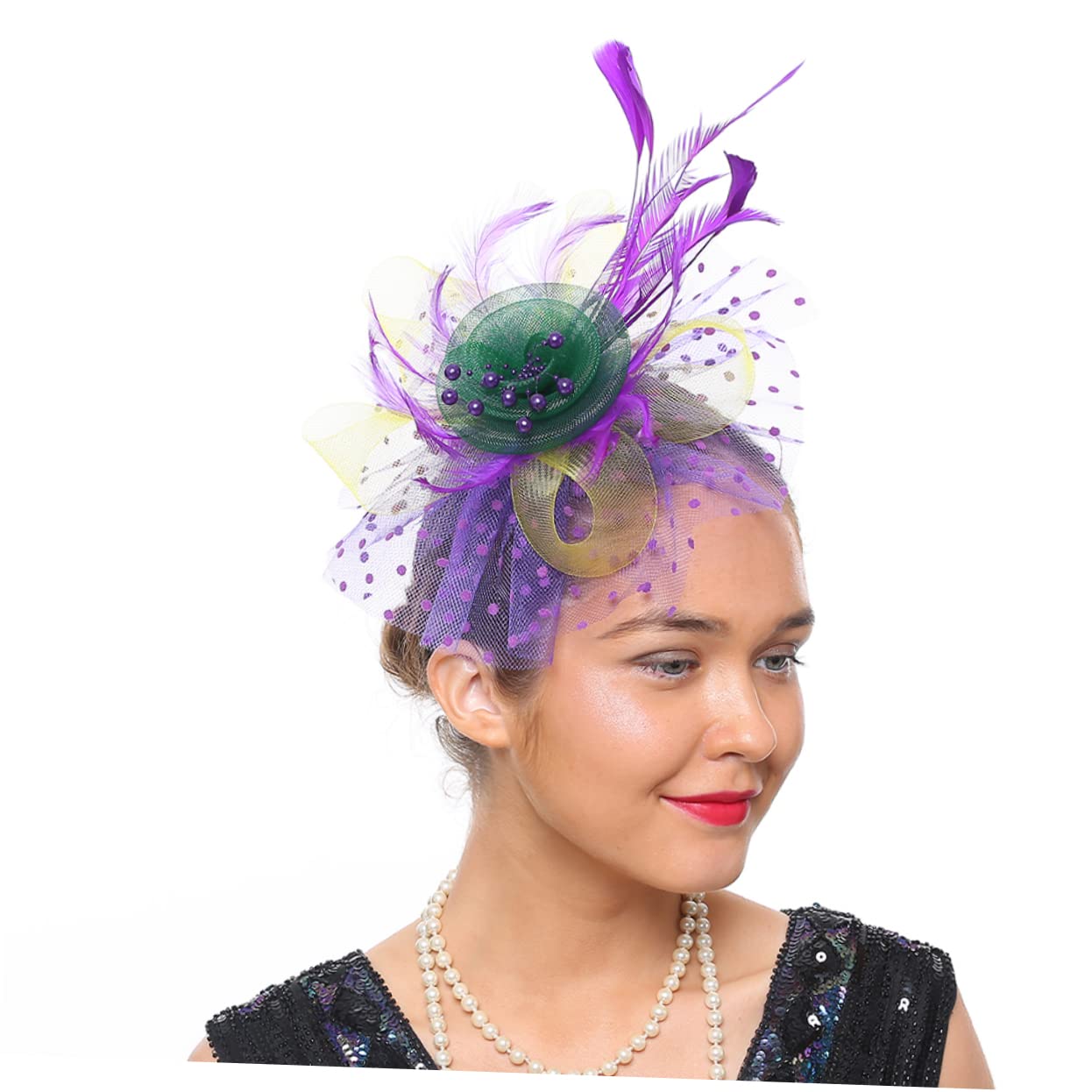 Abaodam 4pezzi Fascinator Da Sposa Con Fiori Colorati e Rete Per Tea Party e Matrimonio Accessorio Elegante Per Donne Per Cerimonie e Occasioni Speciali