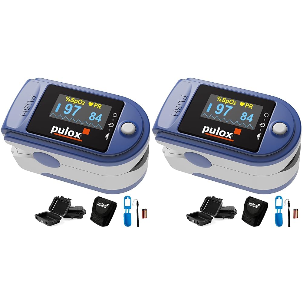 Pulsoximeter PULOX PO-200 mit LCD-Anzeige inkl. Zubehör (Packung mit 2)