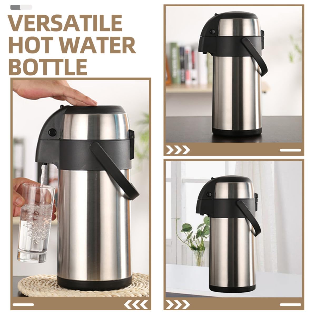 KICHOUSE Dispensador de Bebidas Térmico de Acero Inoxidable de 3.5l Aislamiento para Cocina y Viaje, Botella de Agua Grande Fácil de Limpiar y Conservar Temperatura