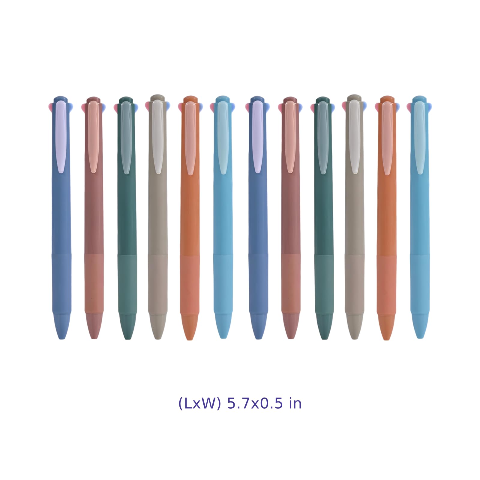 Lot de 12 stylos rétractables multicolores 4 en 1, pointe fine 0,5 mm, stylos gel tons terre à encre séchage rapide, écriture fluide pour prise de notes, journal, école, bureau, 14,6 x 1,5 cm
