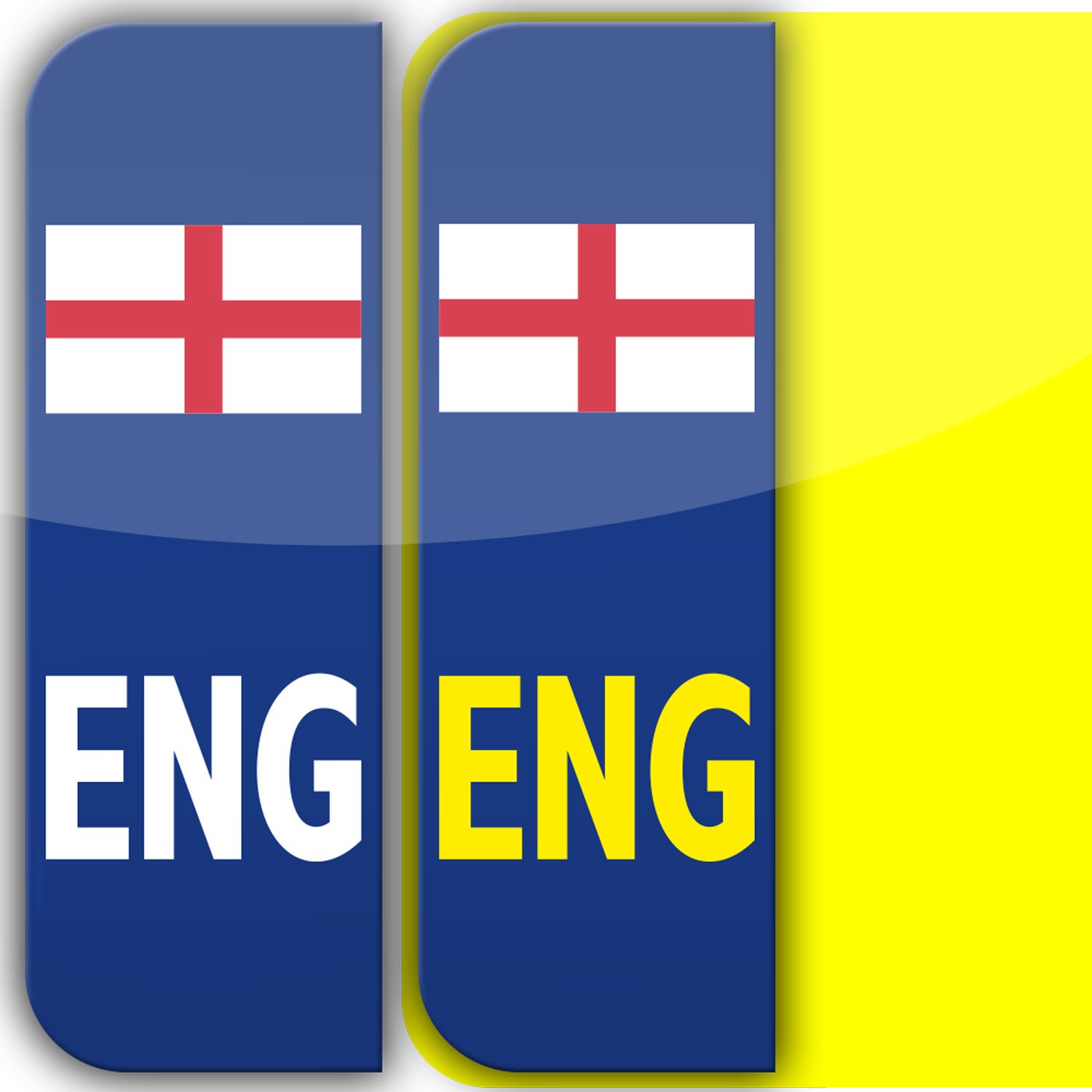 2 x England ENG Badge Car Number Plate Self-Adhesive Vinyl Stickers UK Legal St. George's Flag Decals, Brexit Alternative Badge (Laminated White Vinyl, Blue)